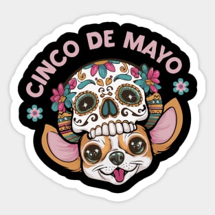 Cinco de mayo chuhuahua dog sugar skull Sticker